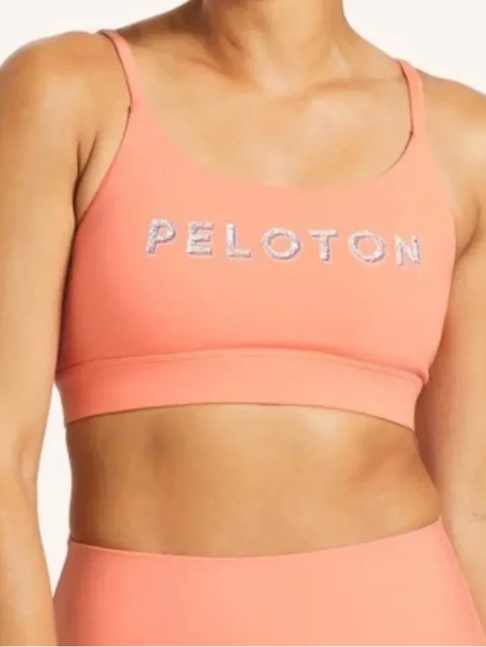 Peloton Cadent Strappy Elevate Sports Bra Pink Coral Size M Low Medium Support⁠